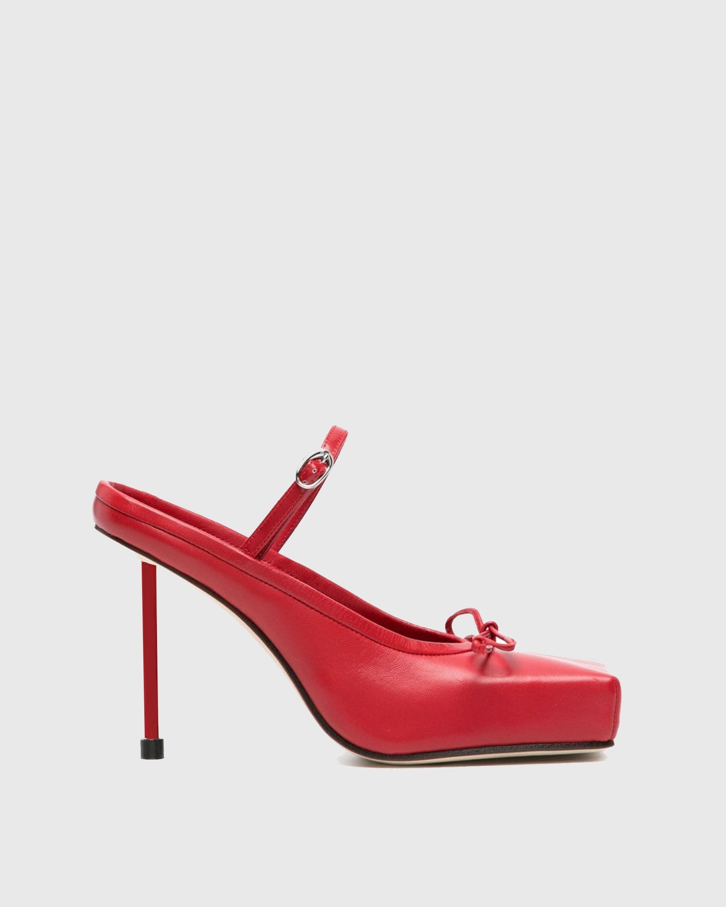 Beatrice Bow Embellished Leather Mules In Red