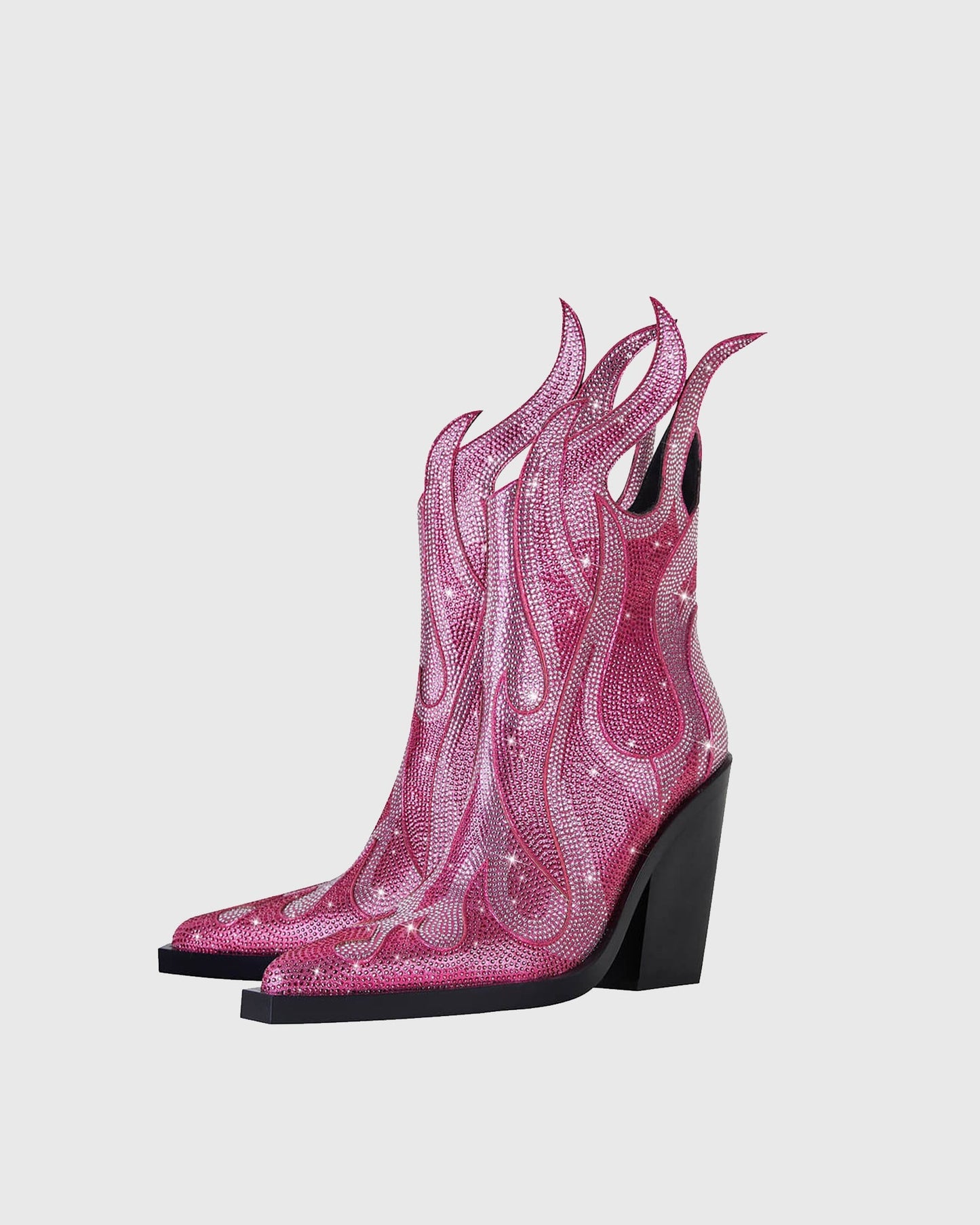 Beronia Rhinestone Embellished Flame Ankle Boots In Pink