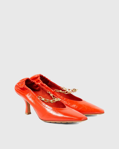 Bettina Chain Leather Pumps In Red