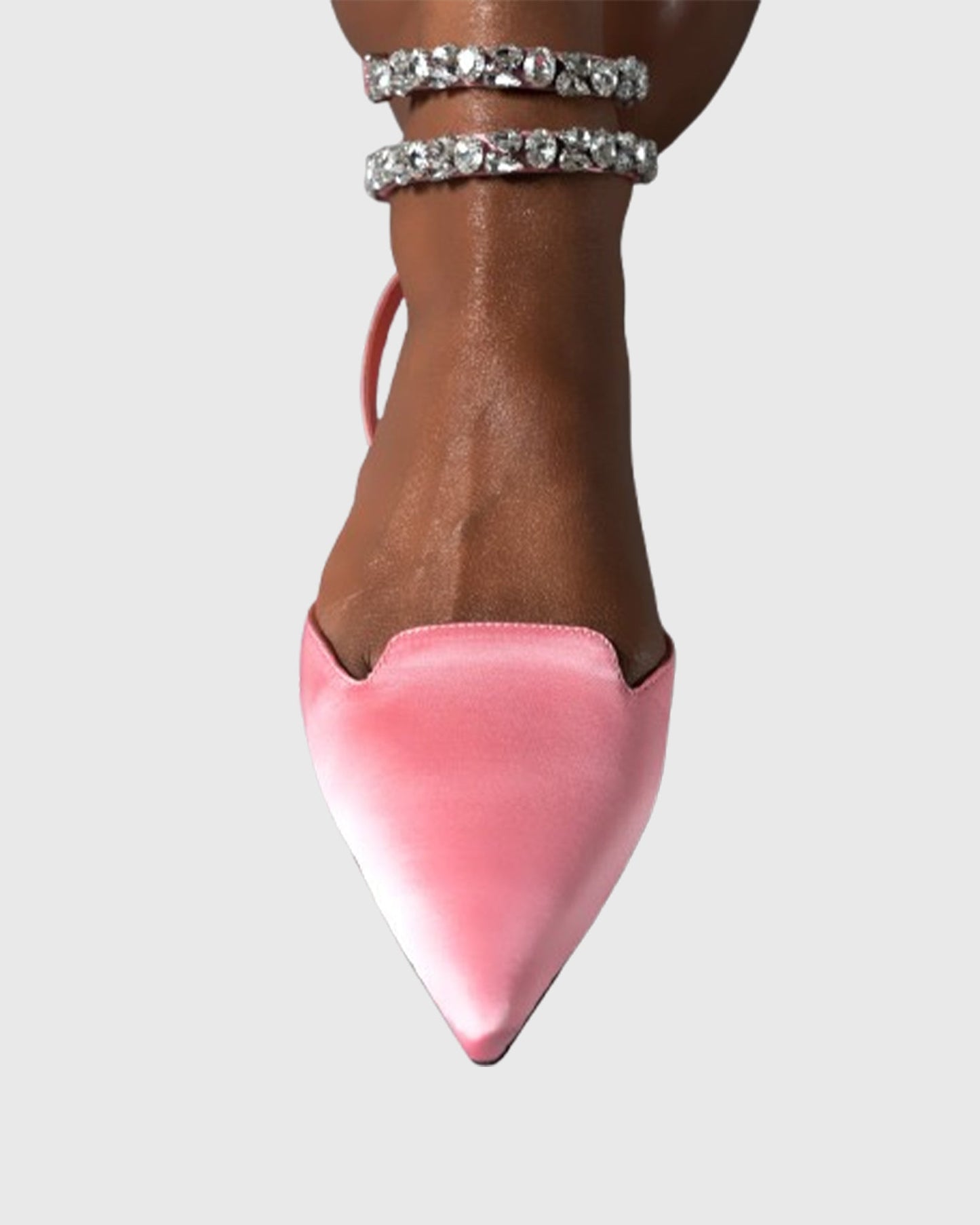 Bice Rhinestone Embellished Strap Flats In Pink