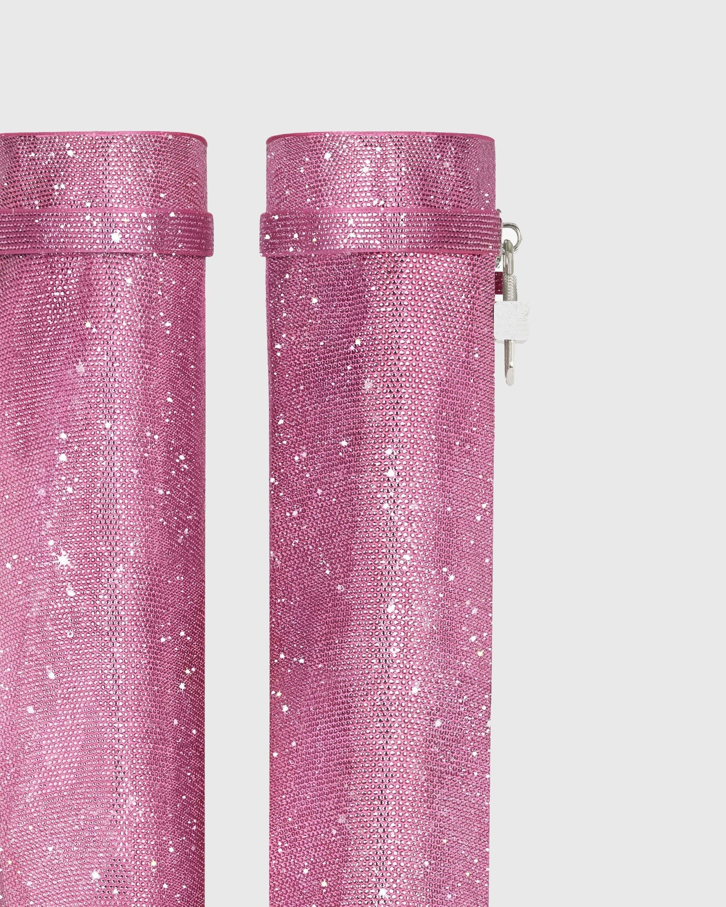 Bionda Buckle Rhinestone Velvet Knee High Boots In Pink