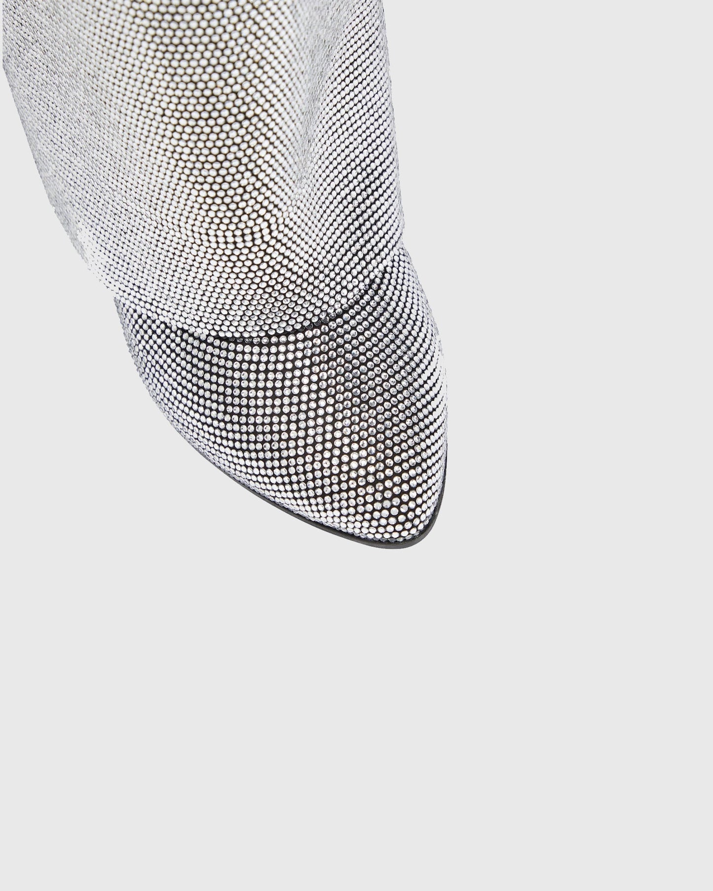 Bionda Buckle Rhinestone Velvet Knee High Boots In Silver