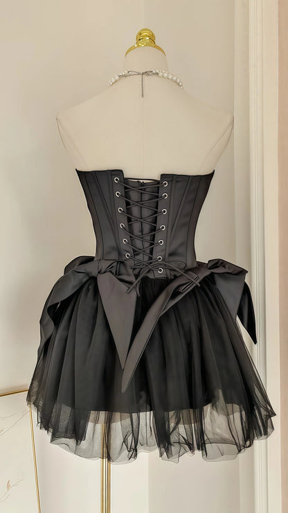 Black Strapless Homecoming Dresses, Mini Party Dress