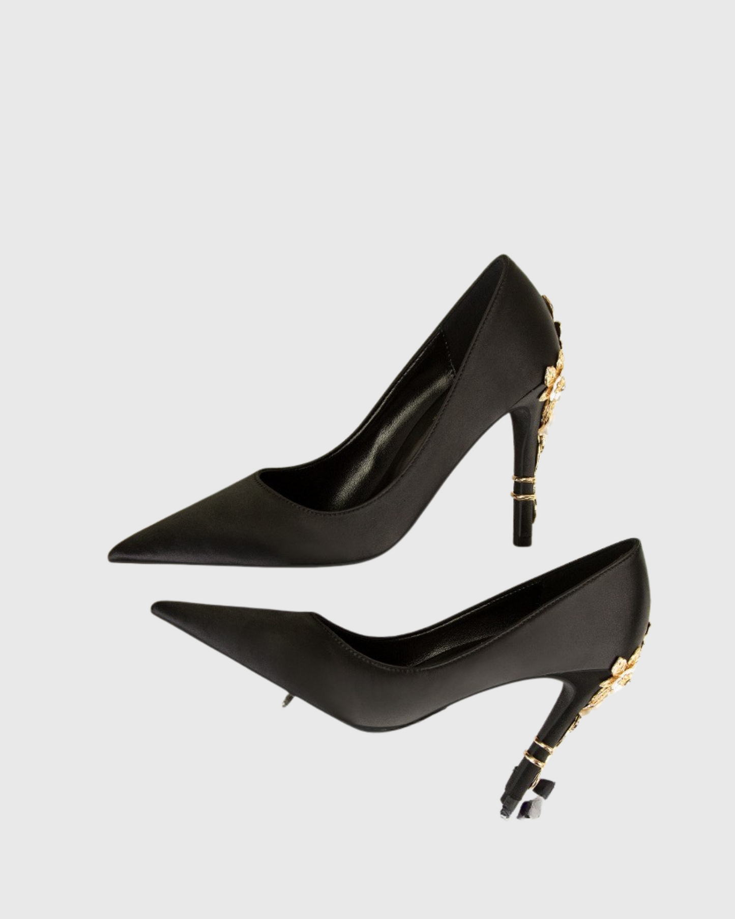 Blair Metal Flower Heels In Black