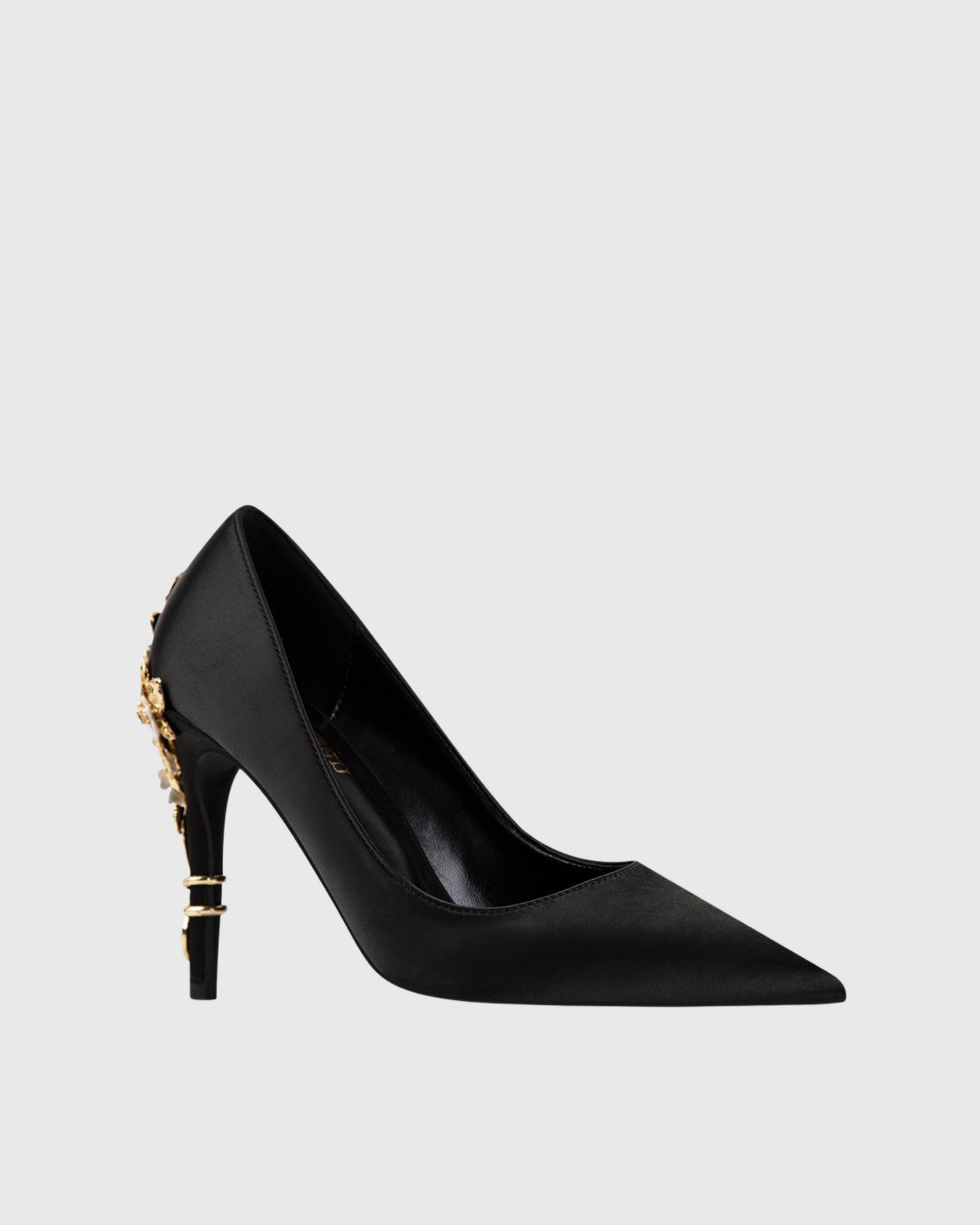 Blair Metal Flower Heels In Black