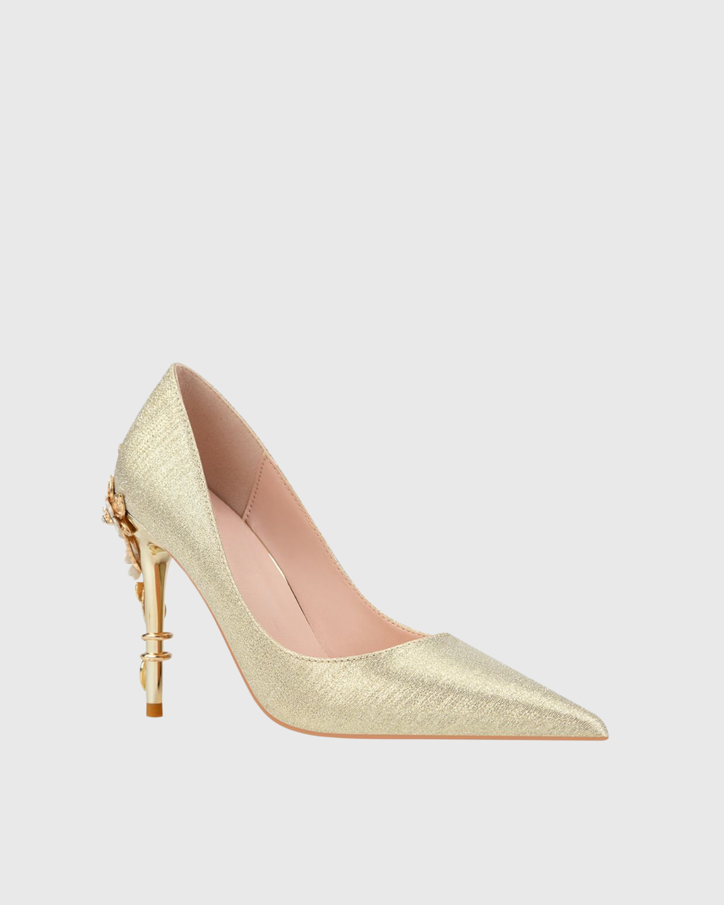 Blair Metal Flower Heels In Green