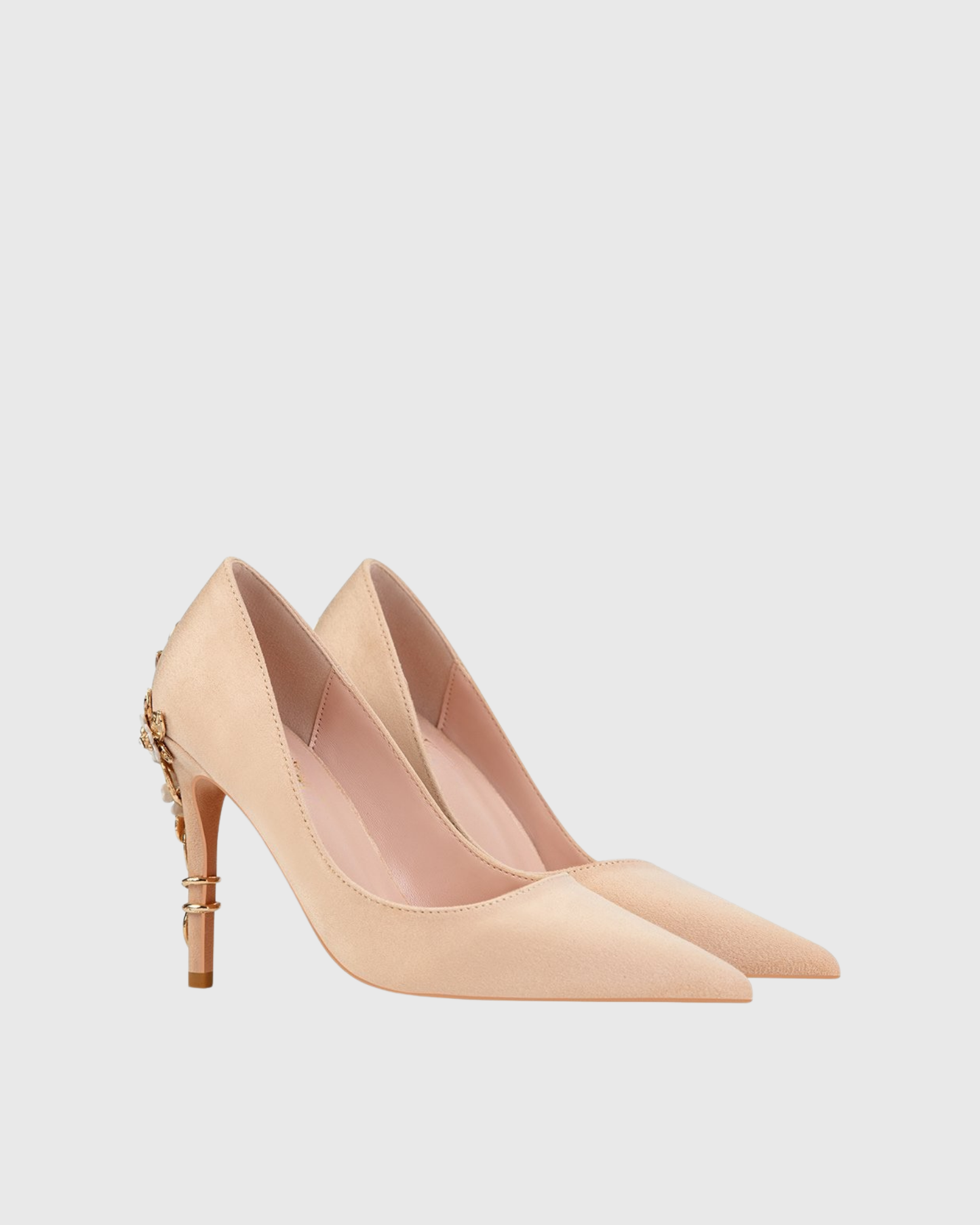 Blair Velvet Metal Flower Heels In Natural