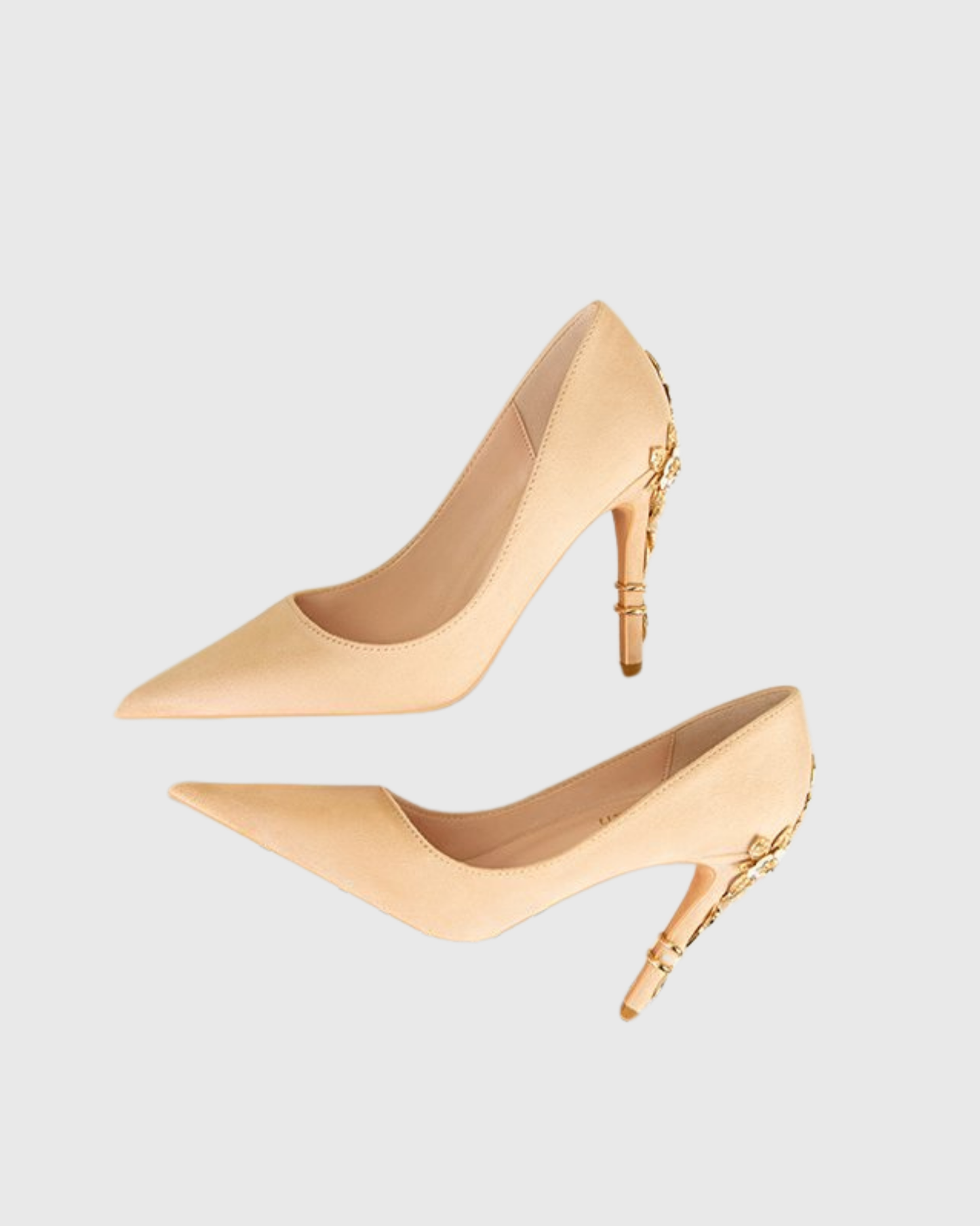 Blair Velvet Metal Flower Heels In Natural