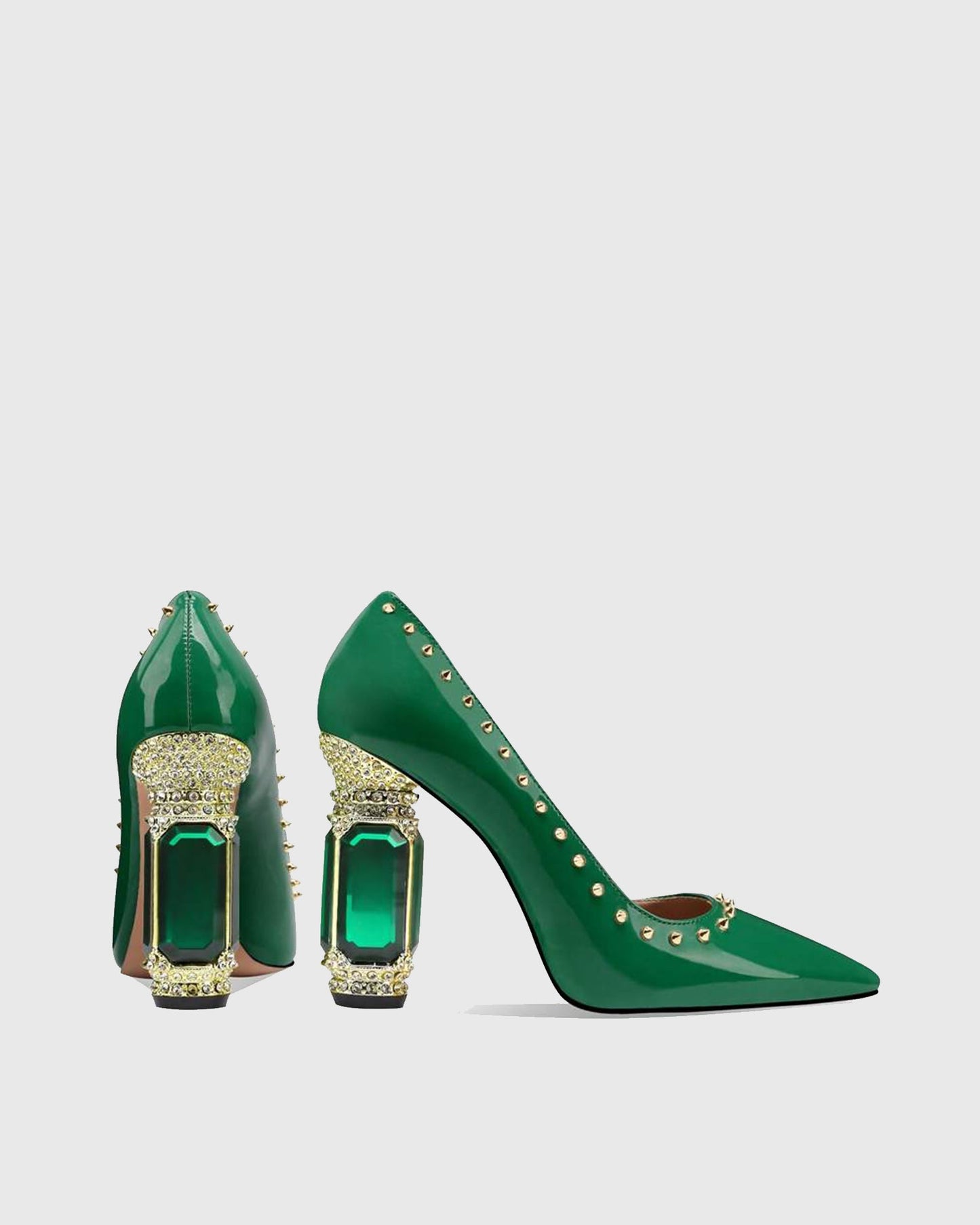 Blythe Rivet Diamond Heels In Green