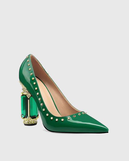 Blythe Rivet Diamond Heels In Green