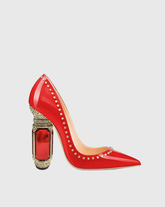Blythe Rivet Diamond Heels In Red