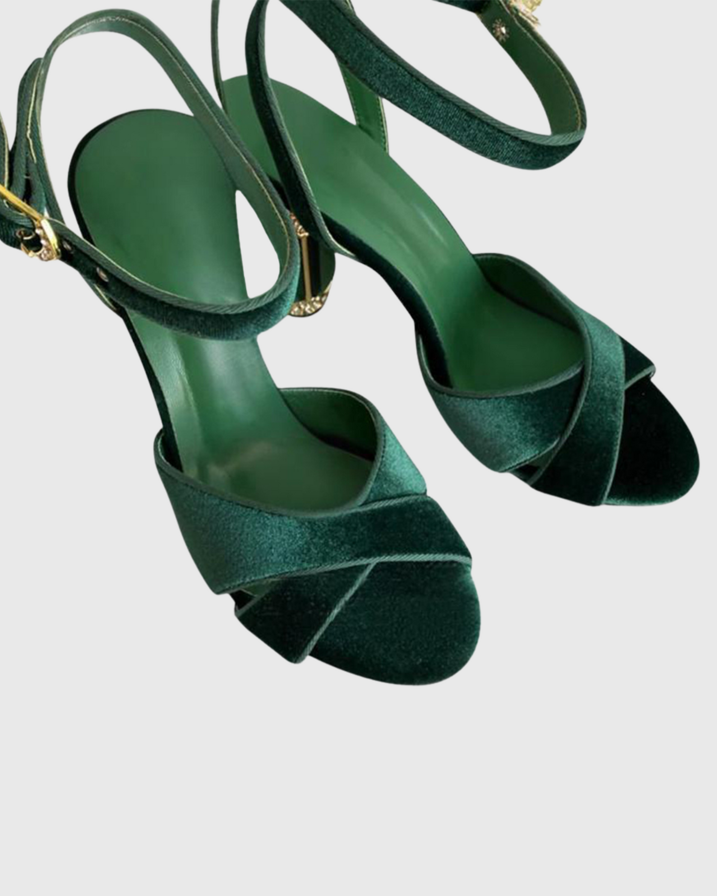 Blythe Velvet Vintage Sandals In Green