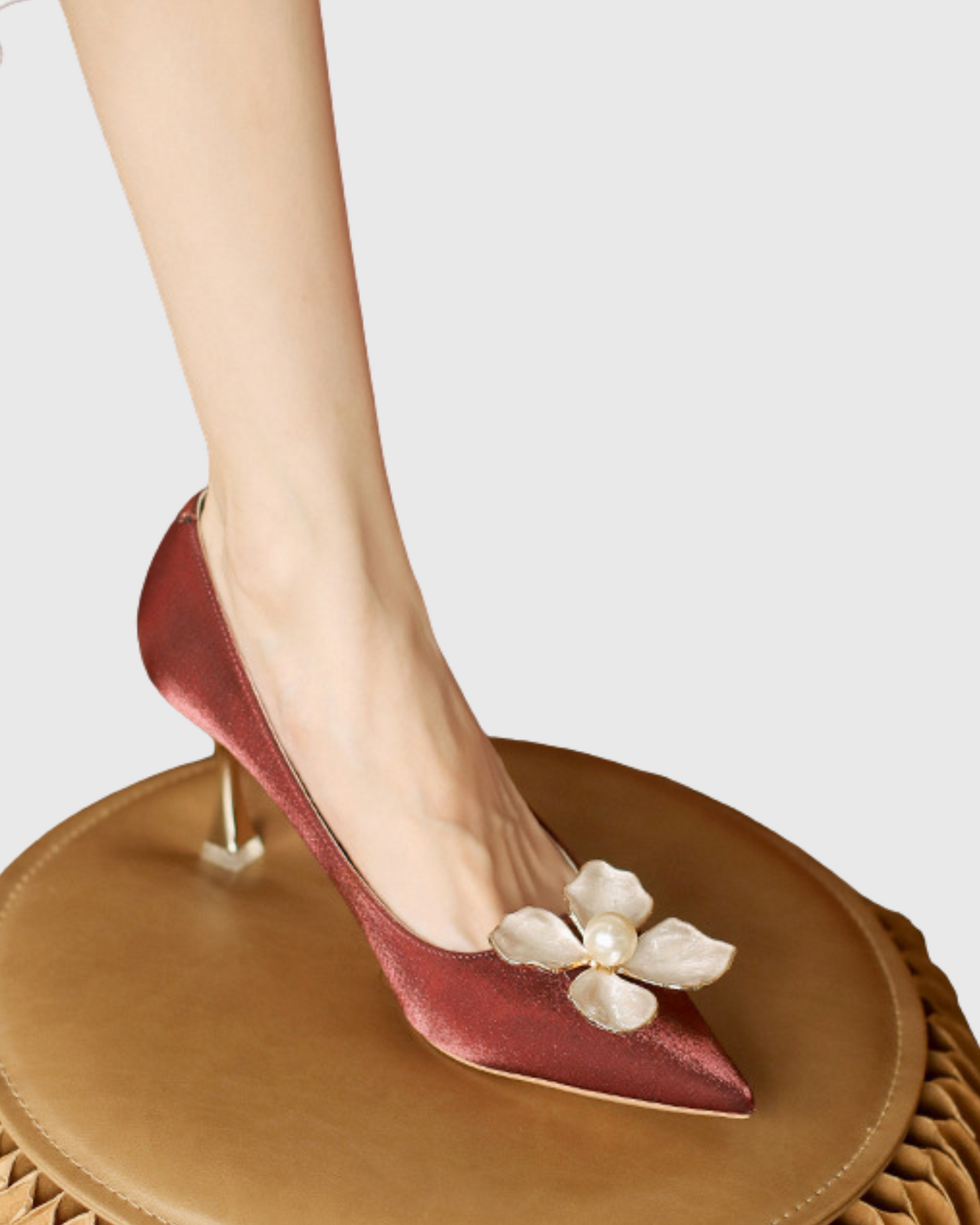 Bonnie Pearl Flower Pumps In Red