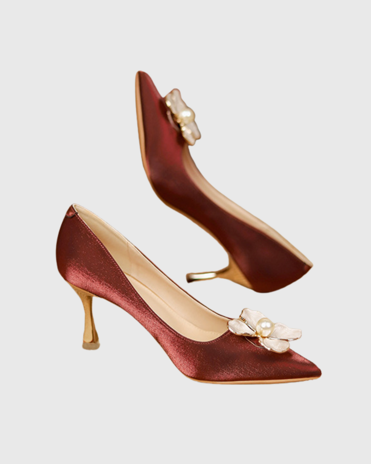 Bonnie Pearl Flower Pumps In Red