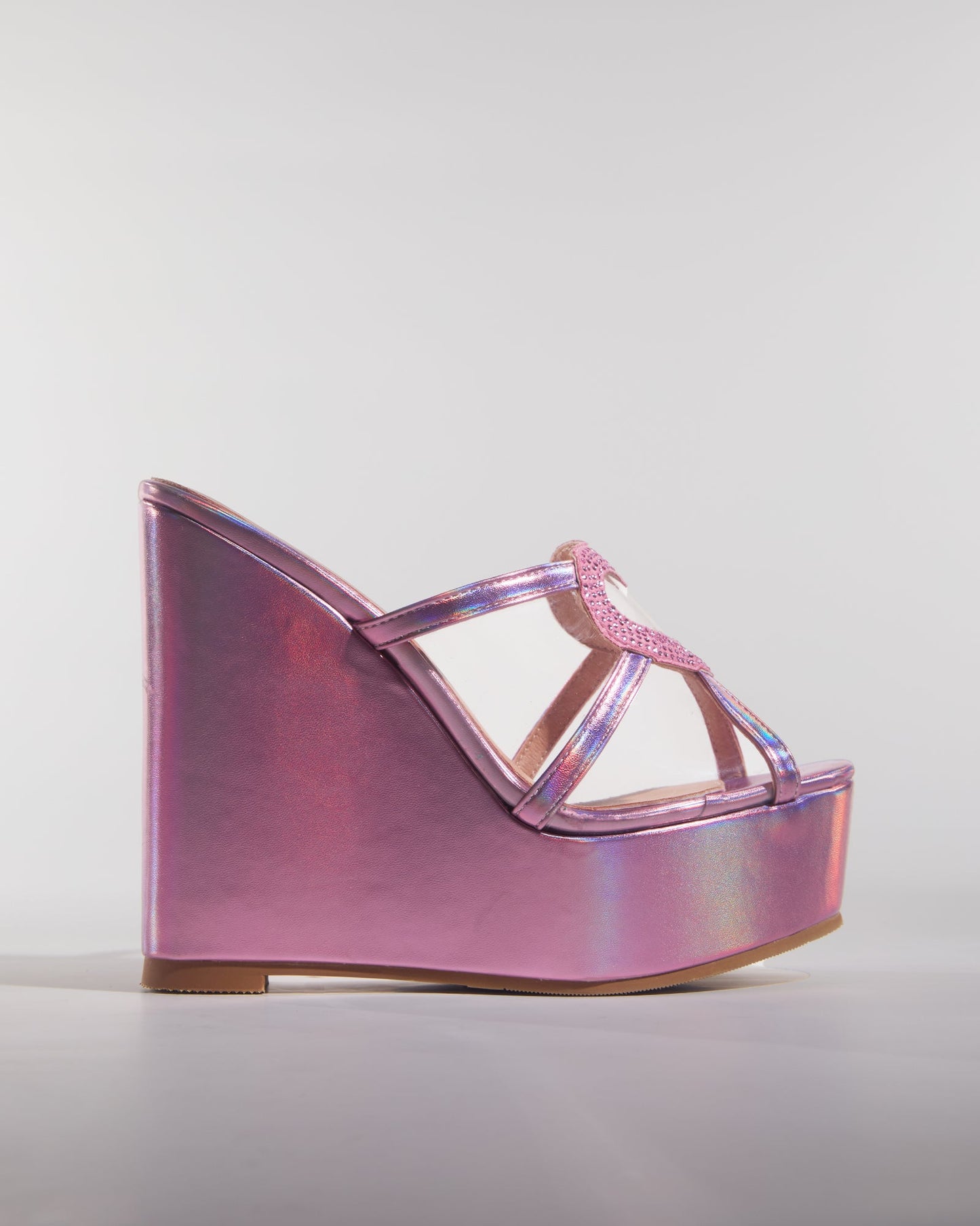 Brielle Rhinestone Heart Wedge Mules