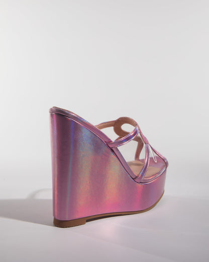 Brielle Rhinestone Heart Wedge Mules