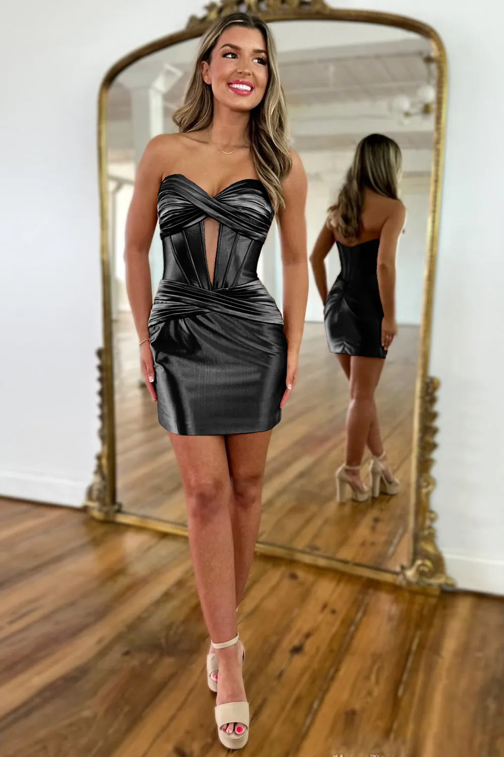 Brown Mermaid Silhouette with Sweetheart Neckline and Satin Finish Homecoming Dress