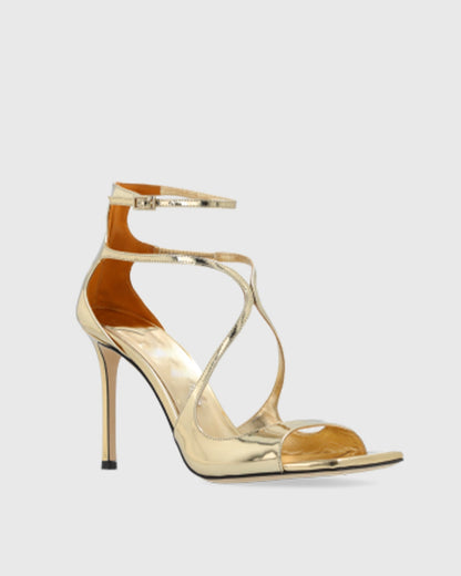 Aryana Metallic Strap Sandals In Gold