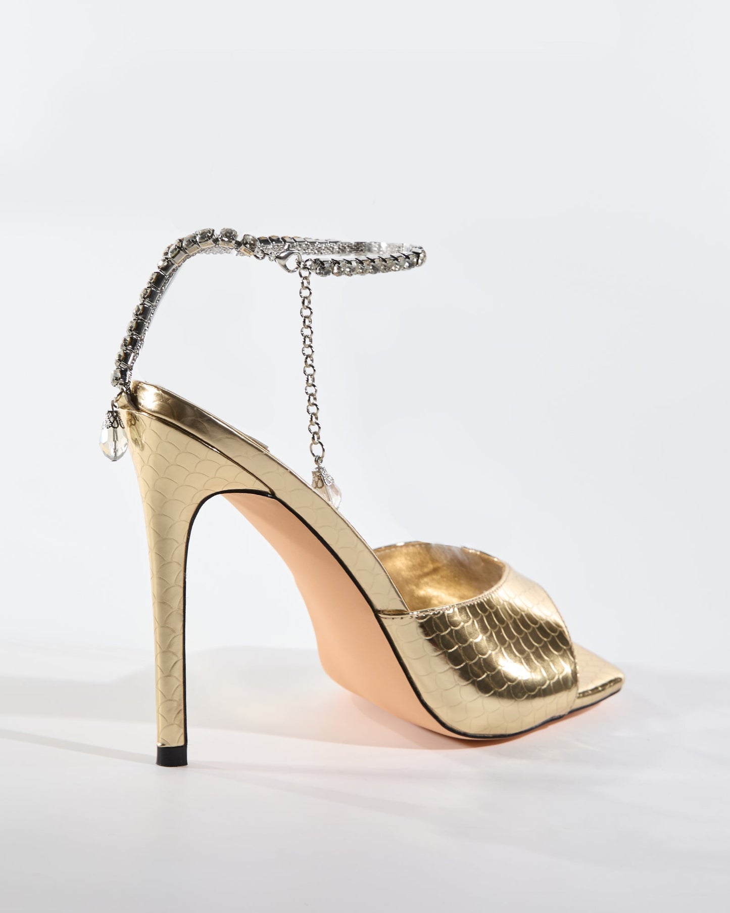 Gilberta Texture Rhinestone Strap Sandals In Gold