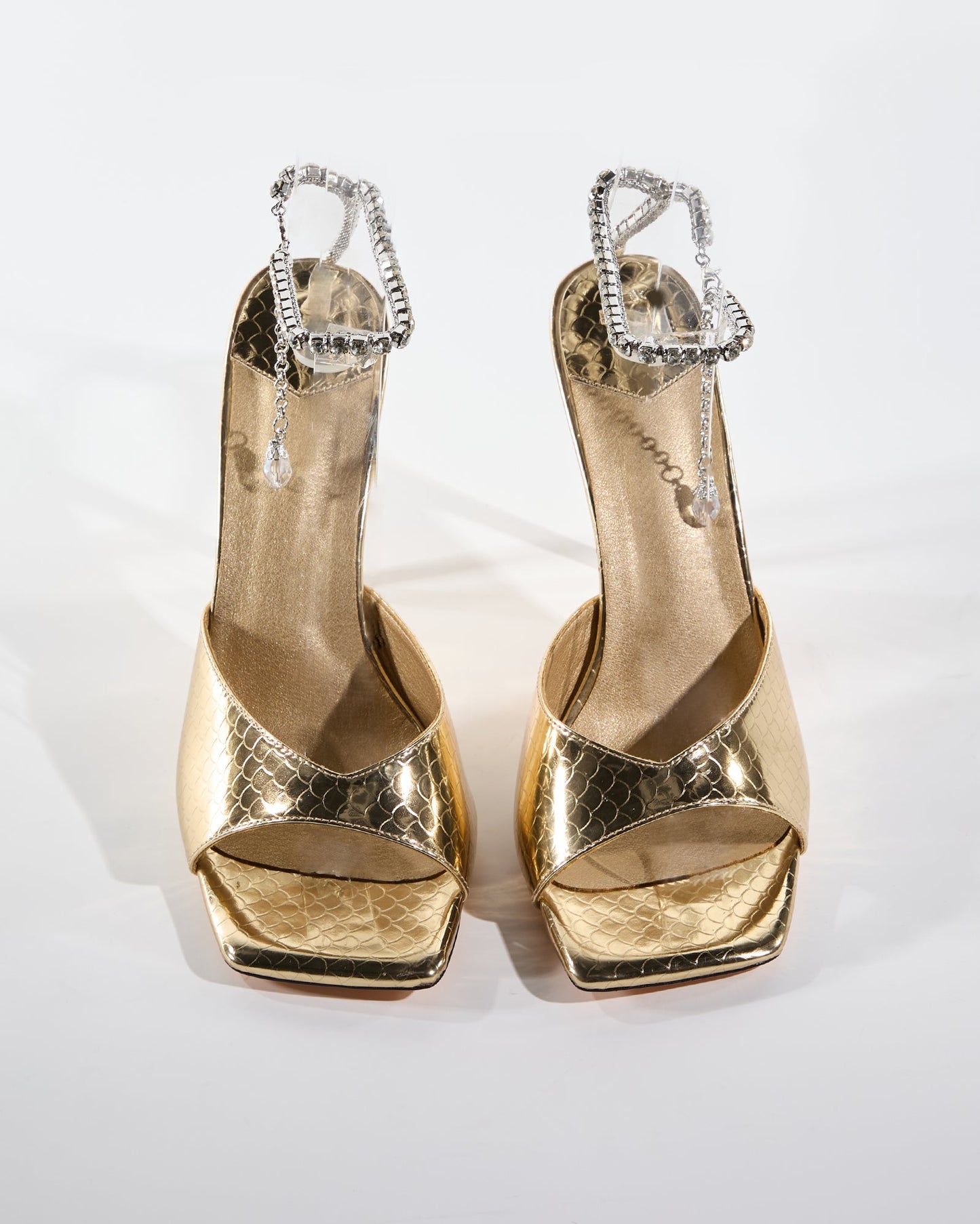 Gilberta Texture Rhinestone Strap Sandals In Gold