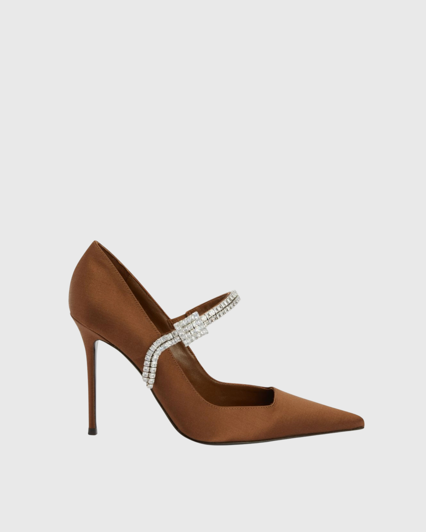 Caden Rhinestone Strap Satin Pumps In Brown