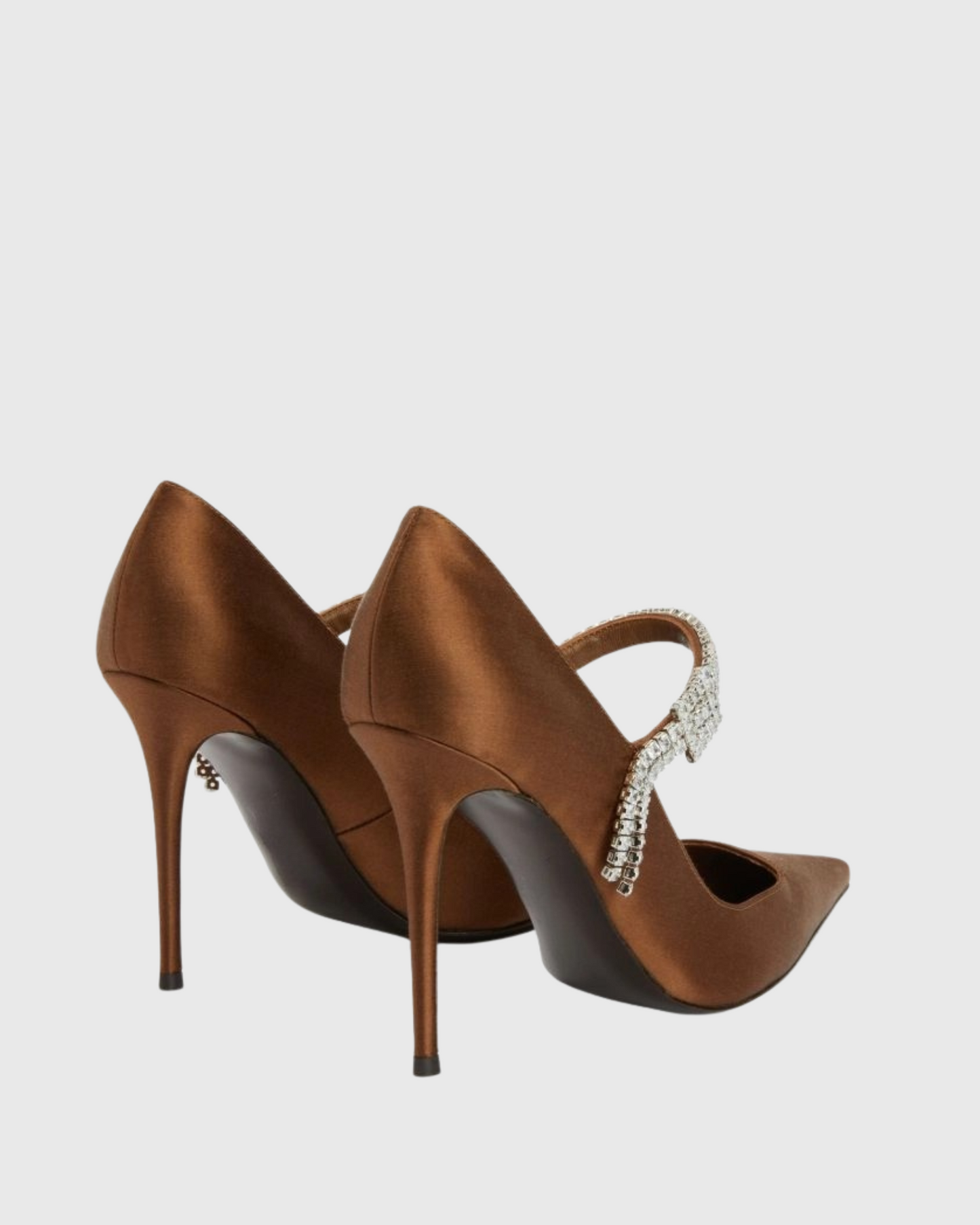 Caden Rhinestone Strap Satin Pumps In Brown