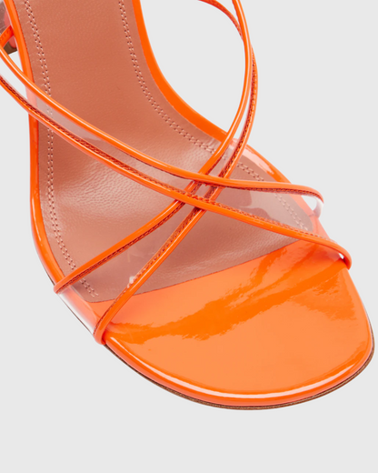 Cadoc Pvc Cross Slingback Flared Heels In Orange