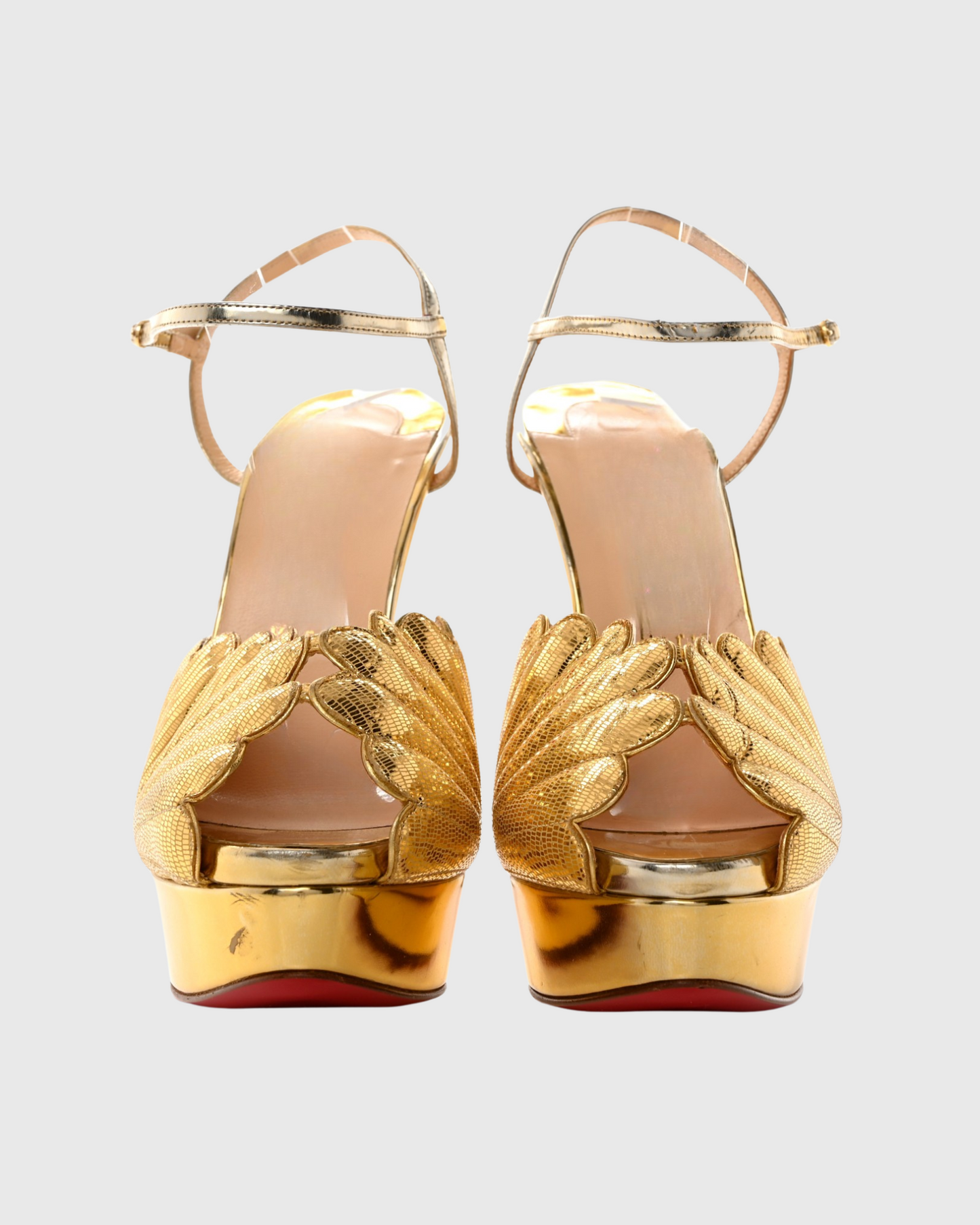 Cali Shell Embellished Platform Sandals In Gold