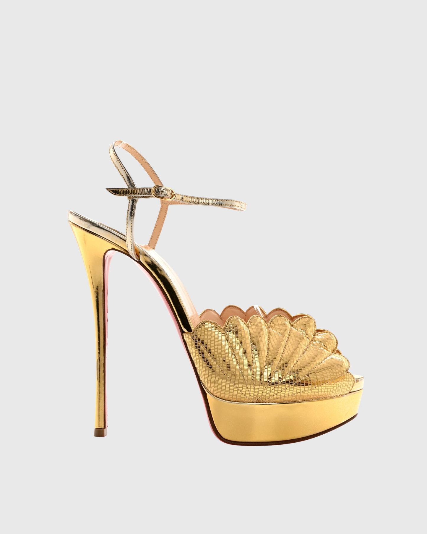 Cali Shell Embellished Platform Sandals In Gold
