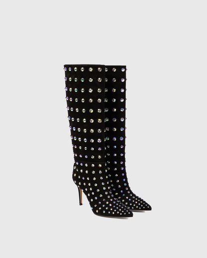Calogera Rhinestone Embellished Knee High Boots
