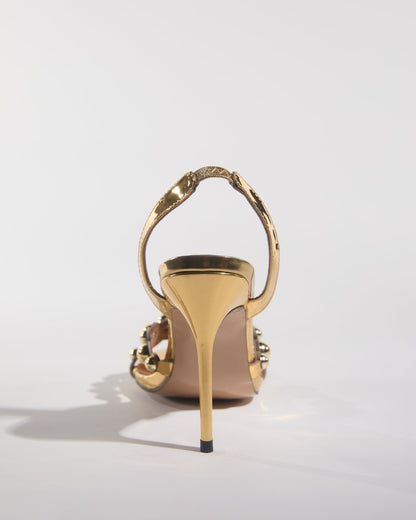 Cameo Beads Sandals In Gold