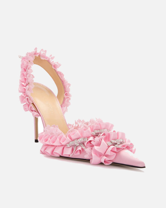 Caro Bow Embellished Satin Slingback Pumps