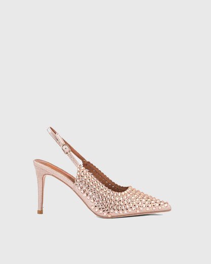 Carolina Rhinestone Slingback Pumps In Champagne