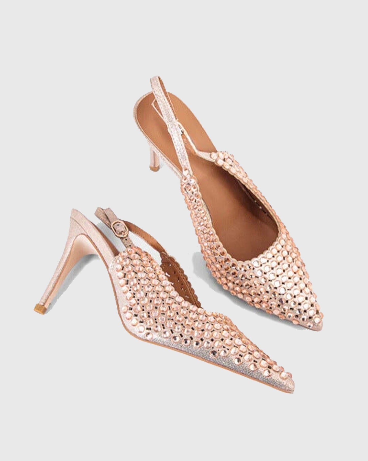 Carolina Rhinestone Slingback Pumps In Champagne
