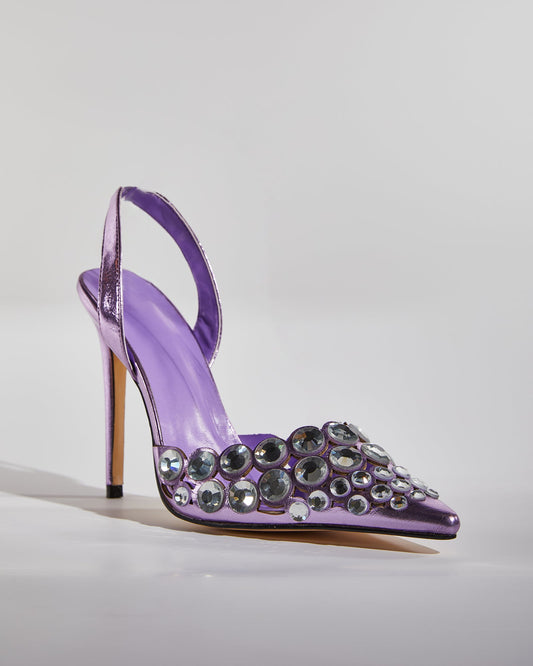 Carolina Rhinestone Slingback Pumps In Purple