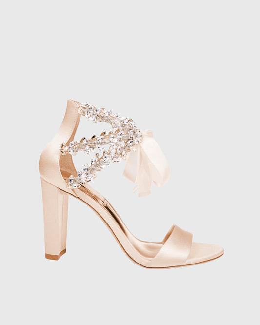 Carrie Rhinestone Vine Strap Sandals In Champagne