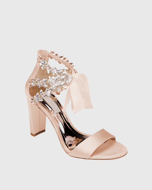 Carrie Rhinestone Vine Strap Sandals In Champagne