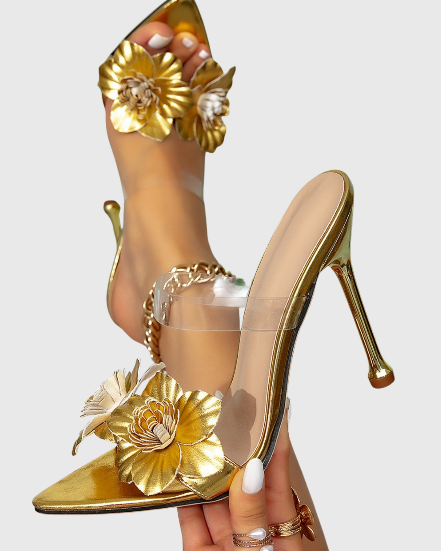Carys Metallic Flower Slippers