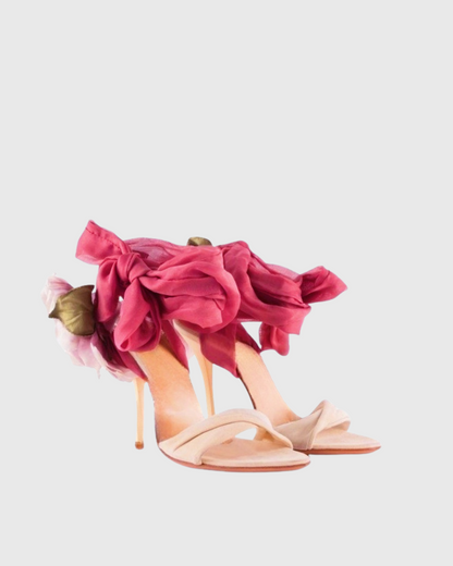 Casey Flower Lace Up Sandals In Pink