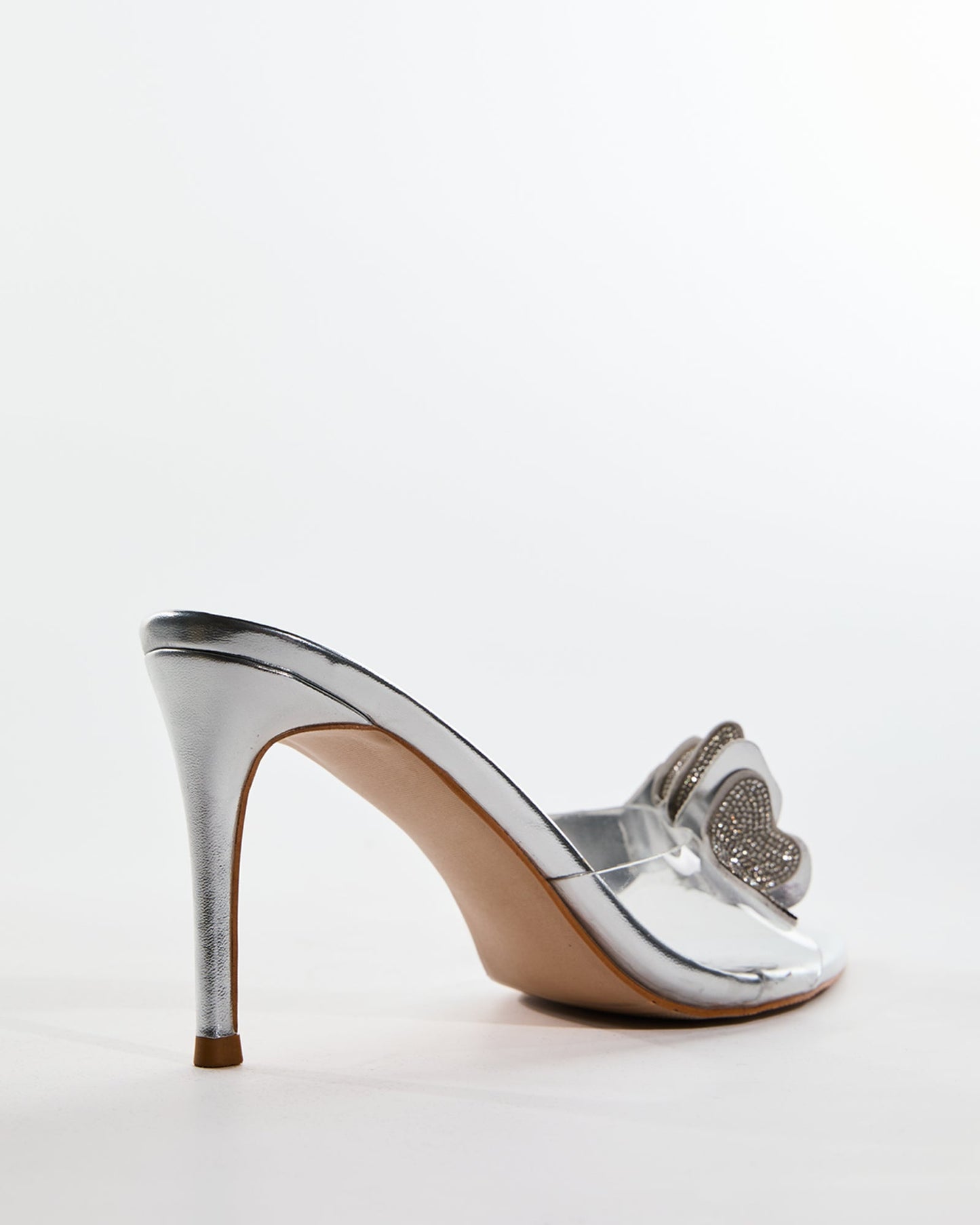 Catia Rhinestone Butterfly Slippers In Silver