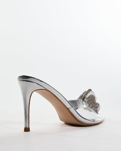 Catia Rhinestone Butterfly Slippers In Silver