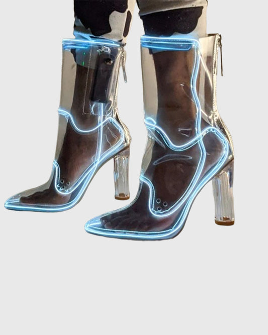 Celeste LED PVC Mid Calf Boots In White