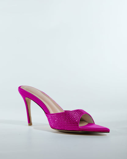 Charli Rhinestone Slippers In Hot Pink