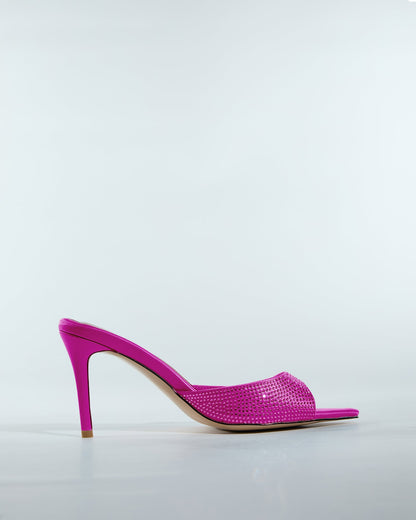 Charli Rhinestone Slippers In Hot Pink