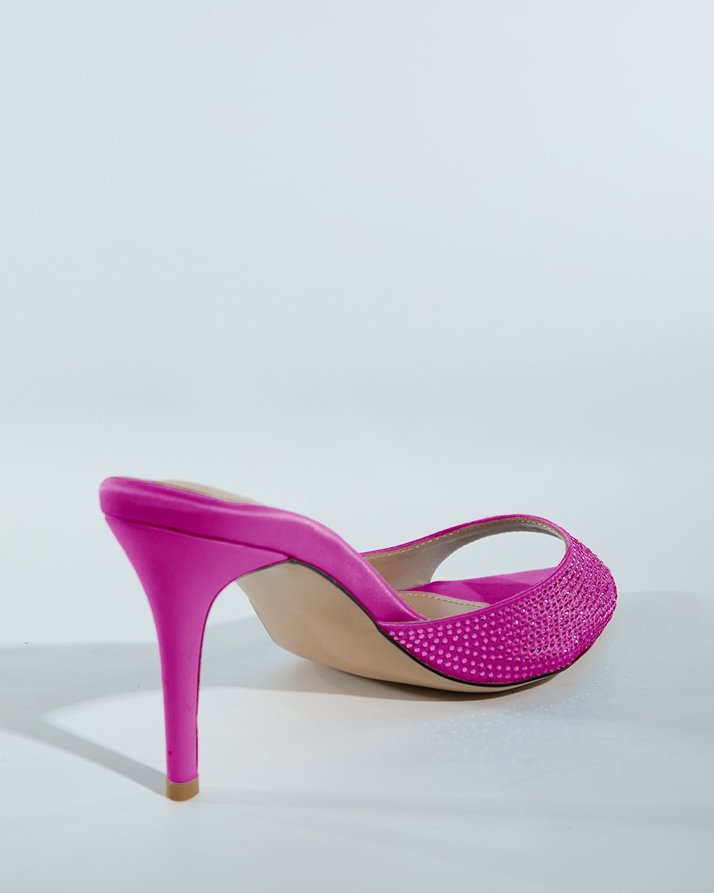 Charli Rhinestone Slippers In Hot Pink