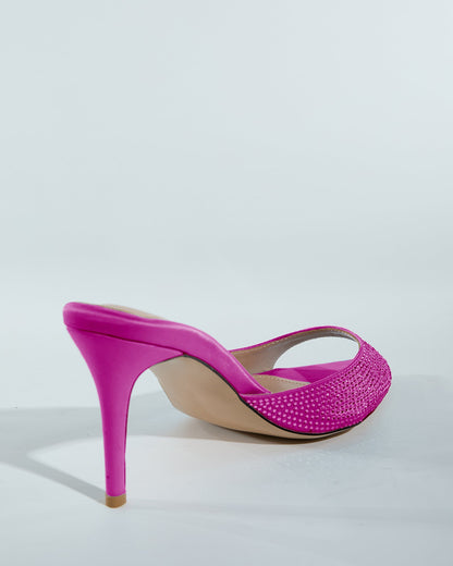 Charli Rhinestone Slippers In Hot Pink