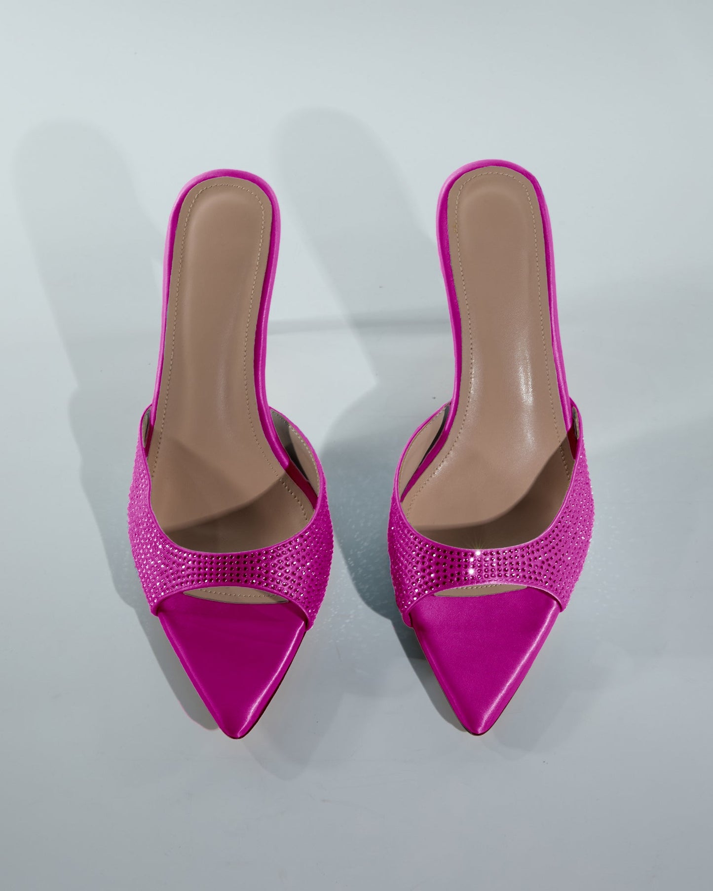 Charli Rhinestone Slippers In Hot Pink