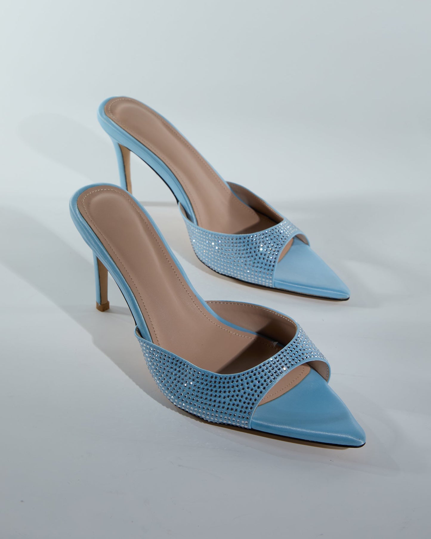 Charli Rhinestone Slippers In Sky