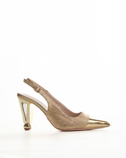 Chloe Sparkle Ruch Slingback Pumps In Gold