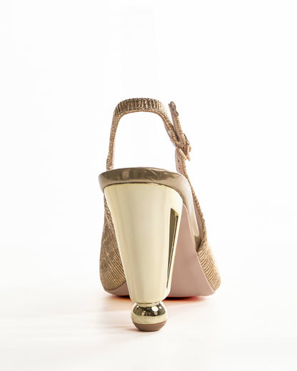 Chloe Sparkle Ruch Slingback Pumps In Gold